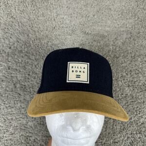 Billabong Hat Cap Snap Back Black Tan Wool Blend Solid Patch Mens One Size